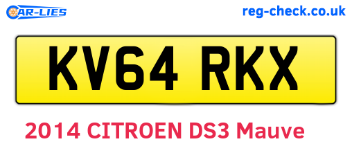 KV64RKX are the vehicle registration plates.