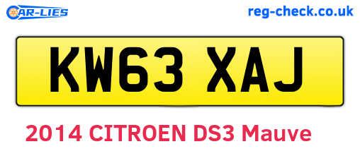 KW63XAJ are the vehicle registration plates.