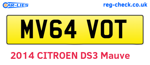 MV64VOT are the vehicle registration plates.