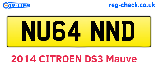NU64NND are the vehicle registration plates.