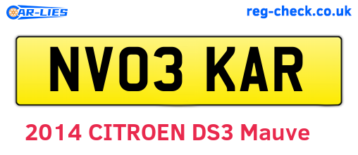 NV03KAR are the vehicle registration plates.