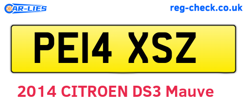 PE14XSZ are the vehicle registration plates.