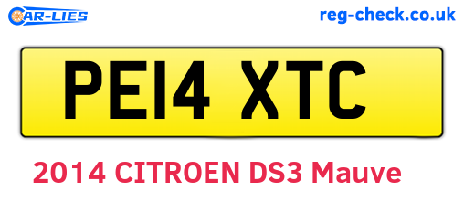PE14XTC are the vehicle registration plates.