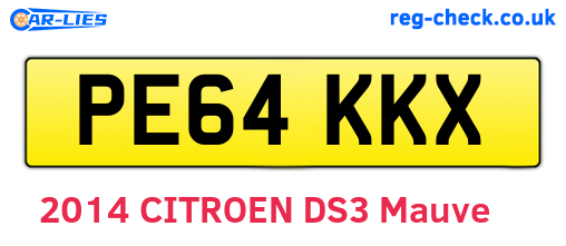 PE64KKX are the vehicle registration plates.