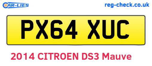 PX64XUC are the vehicle registration plates.