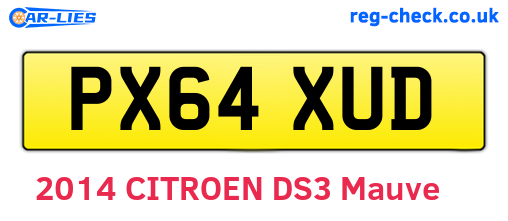 PX64XUD are the vehicle registration plates.