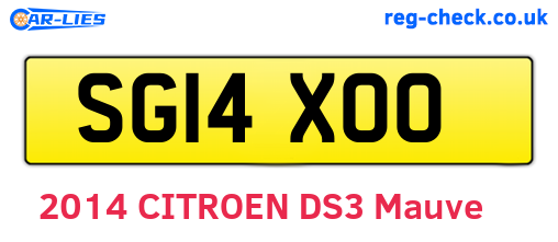 SG14XOO are the vehicle registration plates.