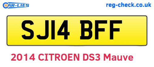 SJ14BFF are the vehicle registration plates.