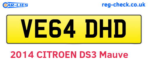 VE64DHD are the vehicle registration plates.
