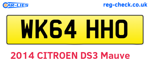 WK64HHO are the vehicle registration plates.