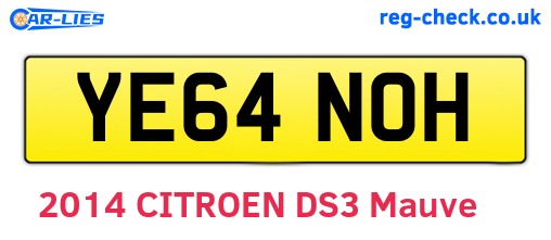YE64NOH are the vehicle registration plates.