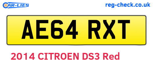 AE64RXT are the vehicle registration plates.