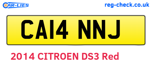 CA14NNJ are the vehicle registration plates.