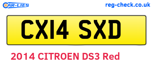 CX14SXD are the vehicle registration plates.