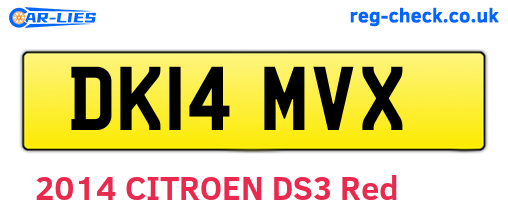 DK14MVX are the vehicle registration plates.