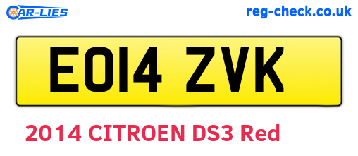 EO14ZVK are the vehicle registration plates.