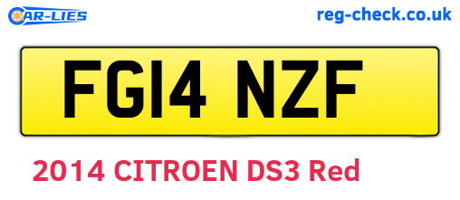 FG14NZF are the vehicle registration plates.