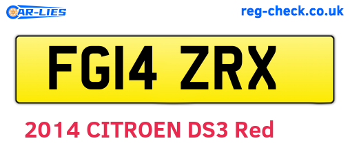 FG14ZRX are the vehicle registration plates.