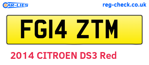 FG14ZTM are the vehicle registration plates.