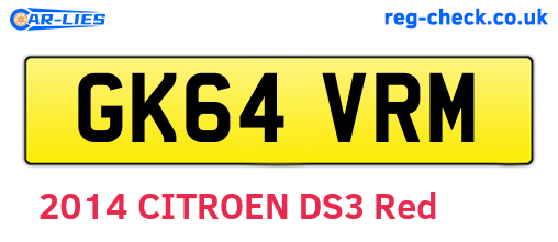 GK64VRM are the vehicle registration plates.