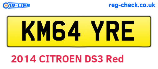 KM64YRE are the vehicle registration plates.
