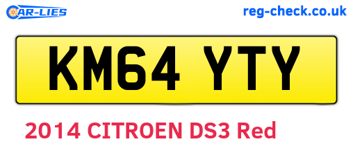 KM64YTY are the vehicle registration plates.