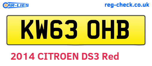 KW63OHB are the vehicle registration plates.