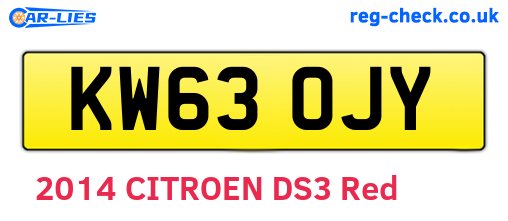 KW63OJY are the vehicle registration plates.