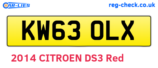 KW63OLX are the vehicle registration plates.