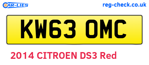 KW63OMC are the vehicle registration plates.