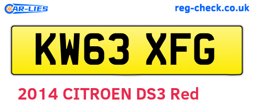 KW63XFG are the vehicle registration plates.