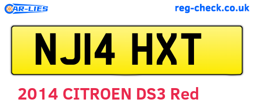 NJ14HXT are the vehicle registration plates.