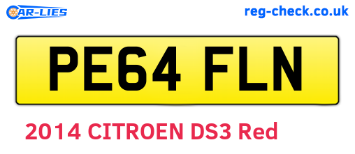 PE64FLN are the vehicle registration plates.