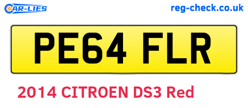 PE64FLR are the vehicle registration plates.