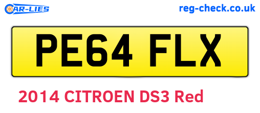 PE64FLX are the vehicle registration plates.