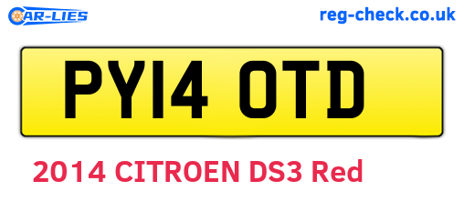 PY14OTD are the vehicle registration plates.