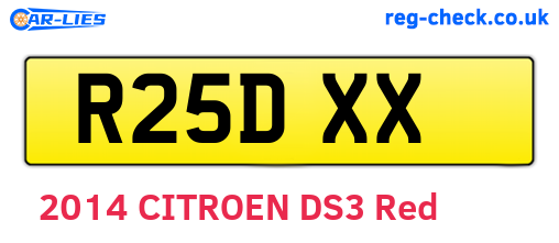 R25DXX are the vehicle registration plates.