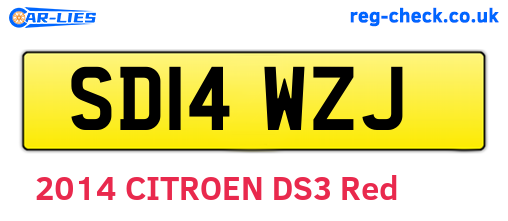 SD14WZJ are the vehicle registration plates.