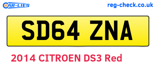 SD64ZNA are the vehicle registration plates.
