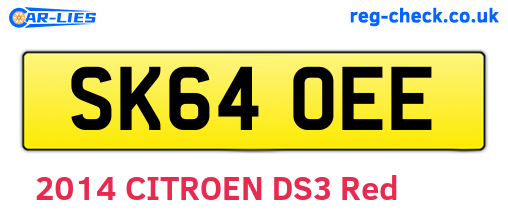 SK64OEE are the vehicle registration plates.
