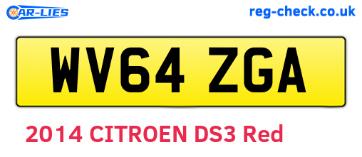 WV64ZGA are the vehicle registration plates.
