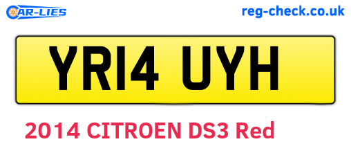 YR14UYH are the vehicle registration plates.