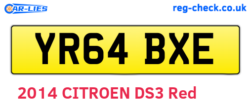 YR64BXE are the vehicle registration plates.