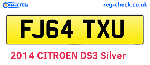 FJ64TXU are the vehicle registration plates.