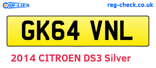 GK64VNL are the vehicle registration plates.