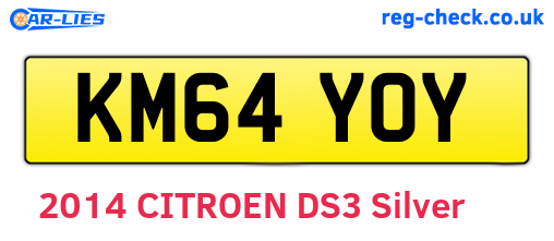 KM64YOY are the vehicle registration plates.