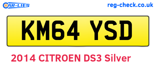 KM64YSD are the vehicle registration plates.