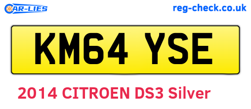 KM64YSE are the vehicle registration plates.