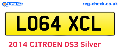 LO64XCL are the vehicle registration plates.