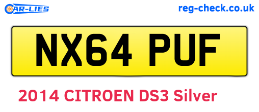 NX64PUF are the vehicle registration plates.